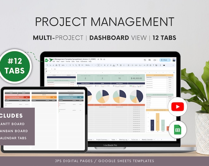 Multi Project Tracker: Google Sheets Project Management (digital ...