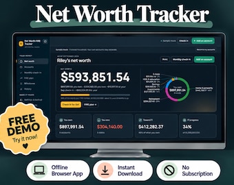 Net Worth Tracker and FIRE Calculator, Early Retirement Planner (Offline HTML Web App)