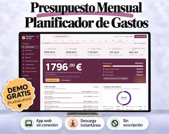 Presupuesto Mensual, Planificador de Gastos y Ahorro, App Web HTML sin Conexión