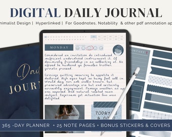 Daily Digital Journal: Undated 365 Pages, Stickers, Covers (GoodNotes & Notability)