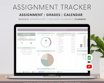 Assignment Tracker Spreadsheet: College Student Planner (Google Sheets Template)
