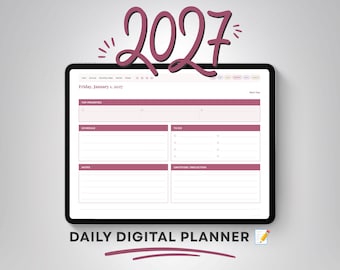 Daglig digital planerare för 2027: Hyperlänkad PDF-kalender (Goodnotes, Notability)