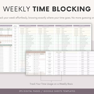 Time Blocking Planner Spreadsheet: Weekly & Monthly Schedule (google ...