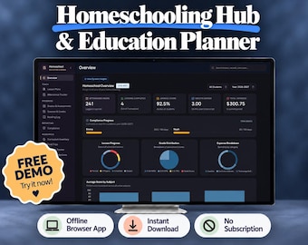 Homeschool Digital Binder | Transcript Maker, Attendance and Grade Tracker (HTML Web App)