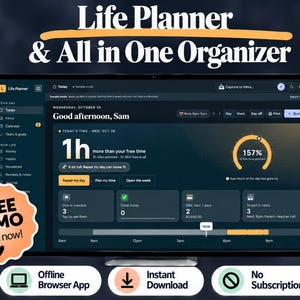 Life Planner, All in One Digital Planner, Offline HTML Web App