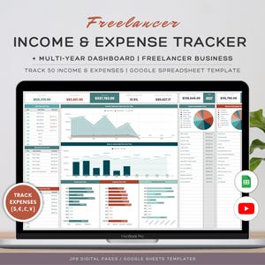 Freelancer Income and Expense Tracker: Multi-Year Google Sheets Template (Digital Download)