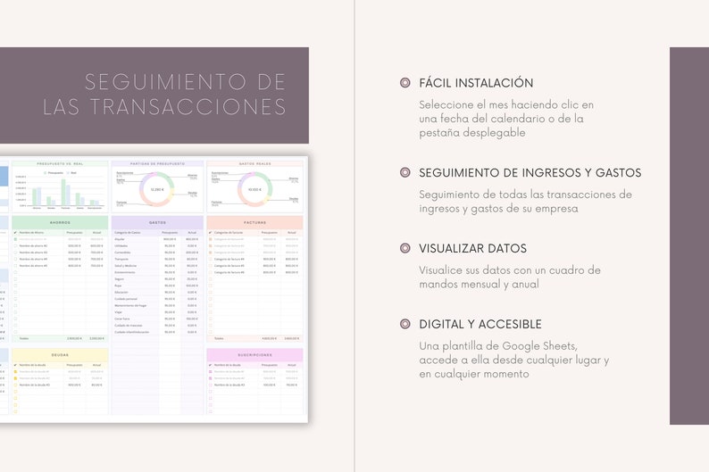 May include: A colorful spreadsheet template for tracking income and expenses. The template is divided into four sections: "Income", "Expenses", "Invoices", and "Summary". Each section has a chart and a table for recording data. The template is designed to be used with Google Sheets.