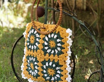 Summer Crochet bag Shoulder Afghan bohemian bag Top Handle Tote Bag