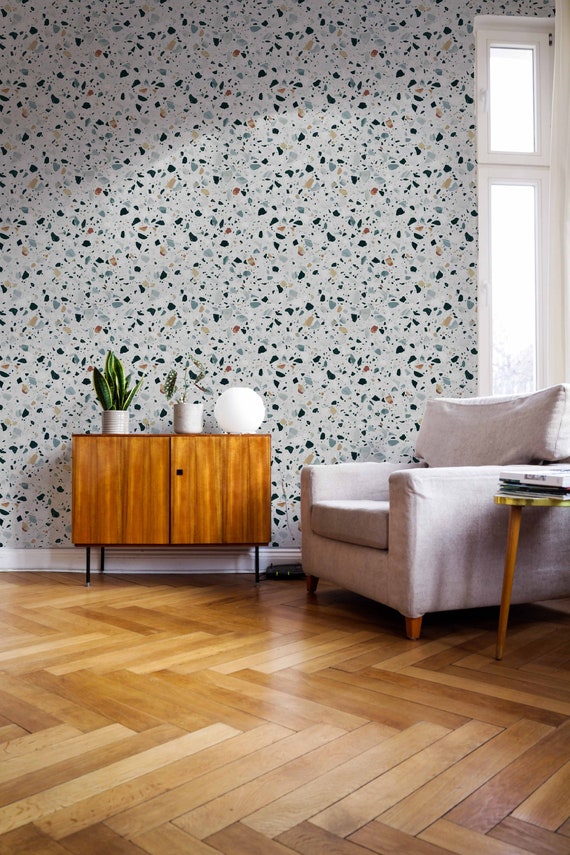 Terrazzo Wall Art // Rocks Wall Decor // Just Peel and Stick Etsy