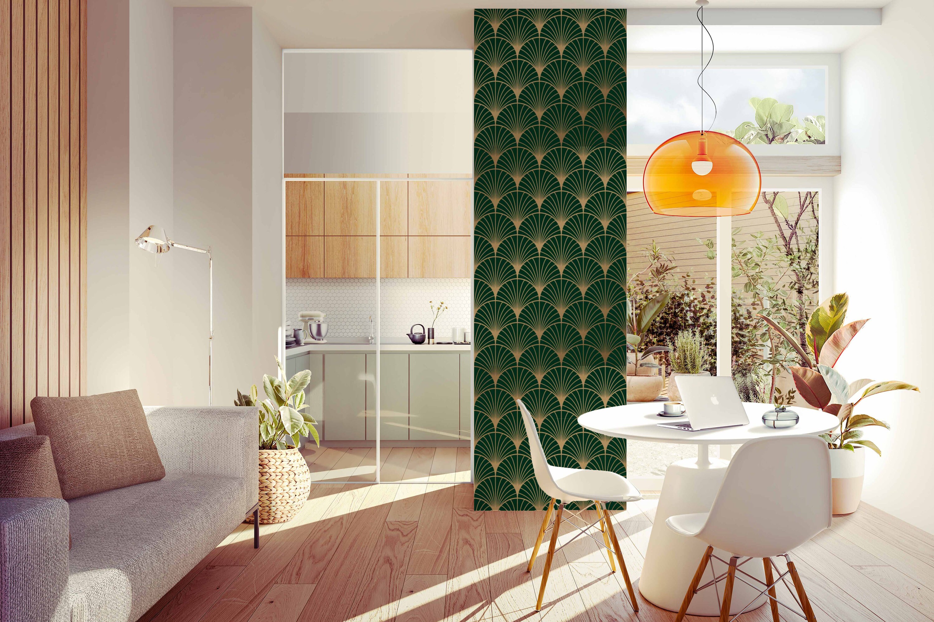 Green Vintage Wallpaper Art Deco Wallpaper Peel and Stick - Etsy