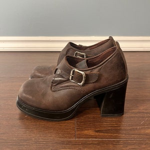 Brown chunky heel booties top