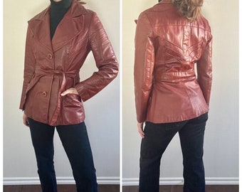 Vintage 70s Leather Jacket, 1970s Brown Coat