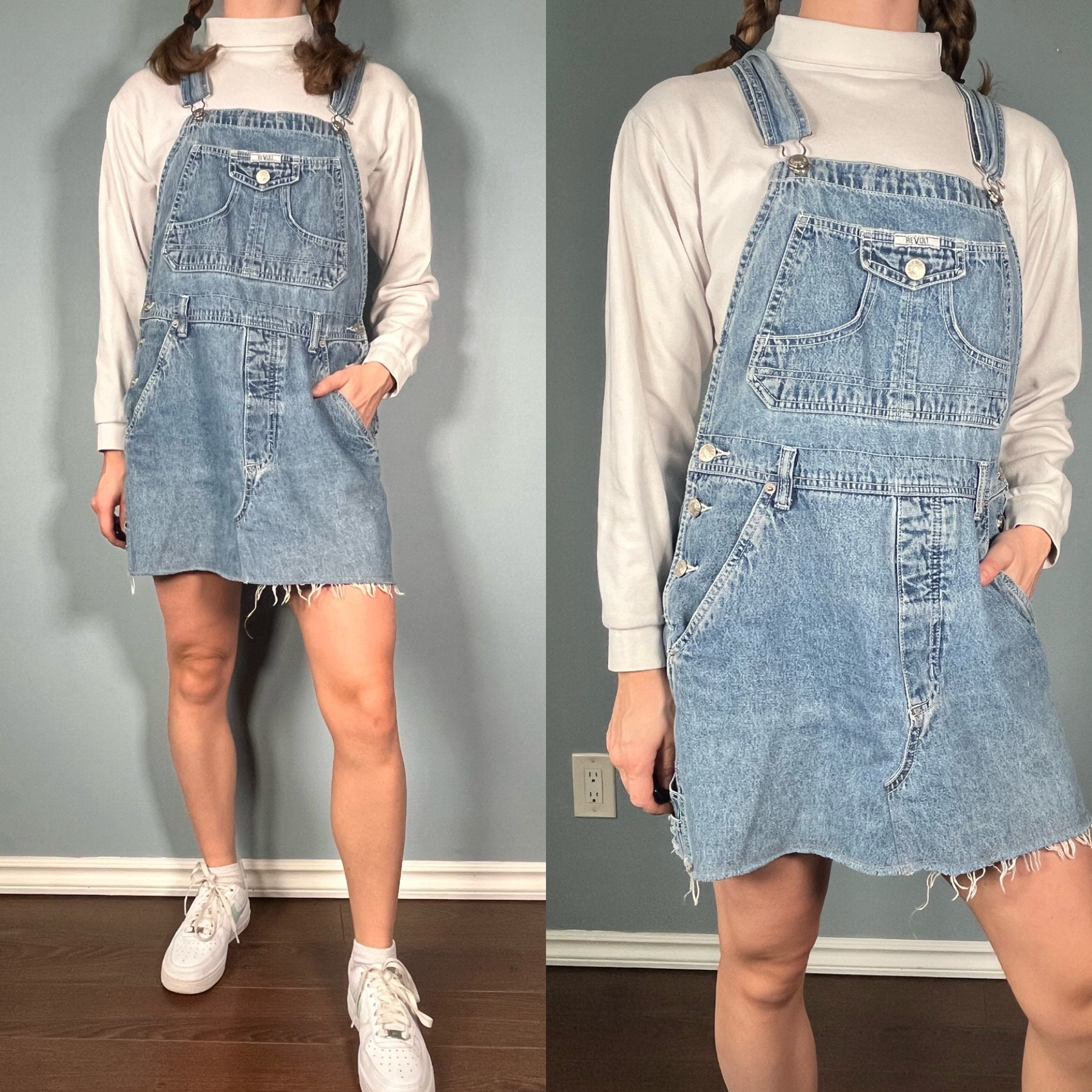 Denim slip dress top