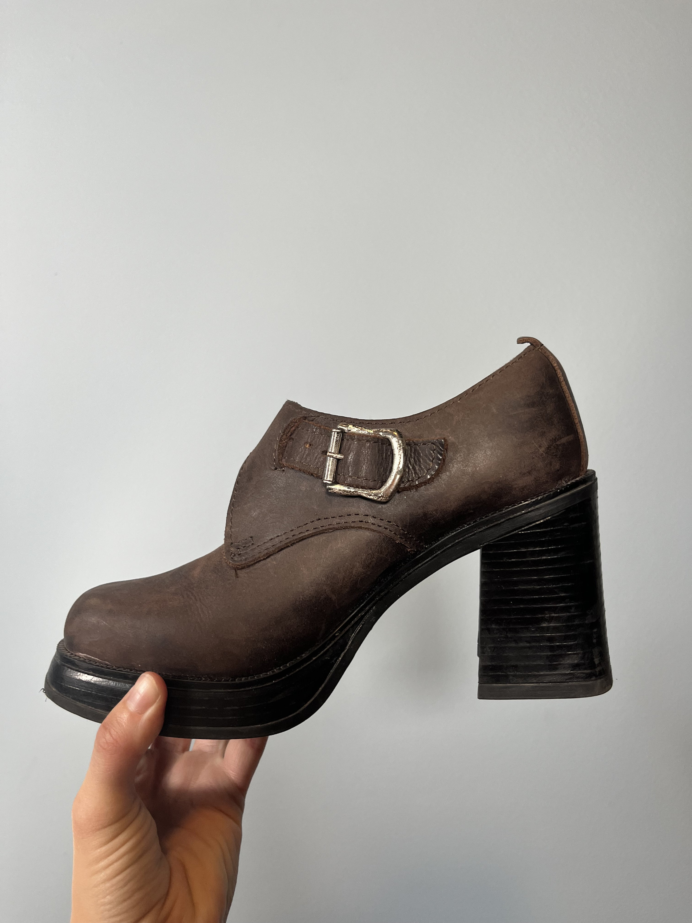 90s black chunky heels