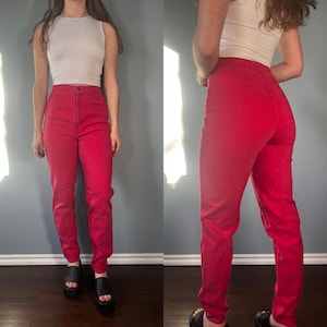 Vintage 90s Red Jeans, 1990s High Rise Backless Western Mom Denim Jeans
