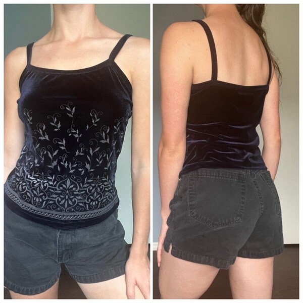 Vintage 1990s Noir Velvet Tank (M)