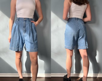 Vintage 90s Denim Shorts, 1990s Blue Jean Bermuda Shorts