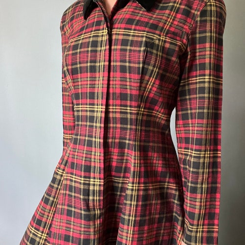 Vintage 80s Plaid Dress, 1980s outlets Laura Ashley Wool Dress