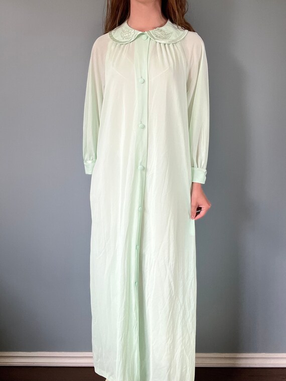 Vintage 70s Green Nightgown, 1970s Light Green Ni… - image 5