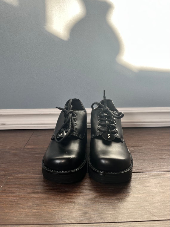 Vintage 90s Chunky Heels, 1990s Black Dark Academ… - image 2