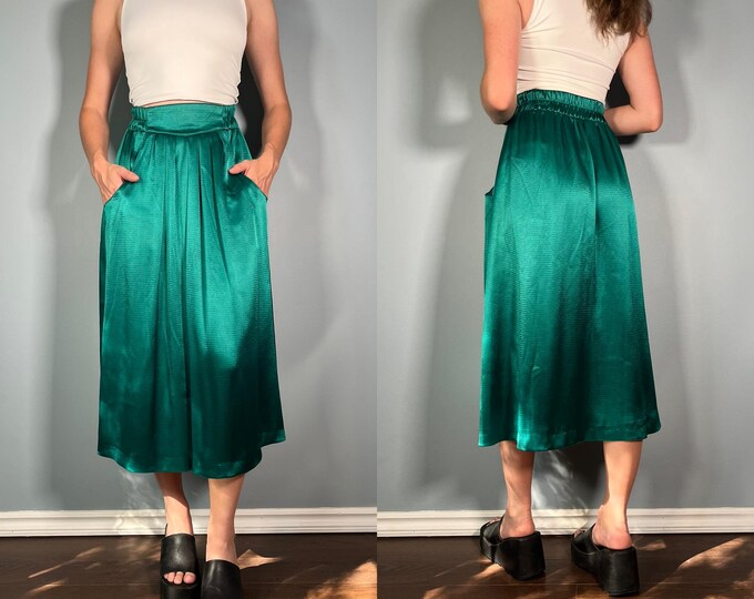 80's Moss Green Midi Skirt by Briggs