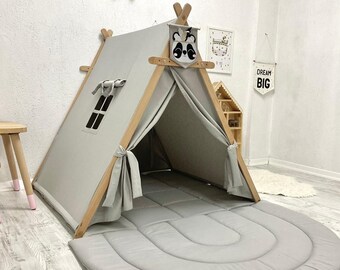 Kid Play tent | Grey | Size (LxWxH): 108x105x108 cm (42.5"x42.5"x41.3")