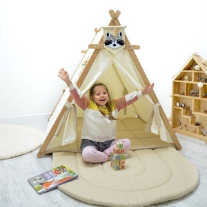 Detachable Cotton Play Tent for Kids – Boho Canvas Teepee Tipi Tent – Game Room Decor – Toddler Gift – Indoor Playhouse