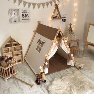 Kinder Tipi Zelt für Abenteuer, Waldspielzimmer und Kinderzimmer, Innen- und Außenspielhaus, Geburtstagsfeierzubehör, Camping Geschenk