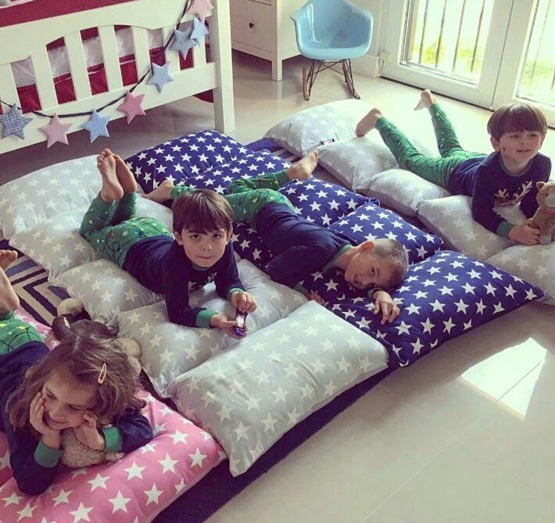 Folding Floor Cushion Bed for Kids: Montessori Travel Lounger. Child ...