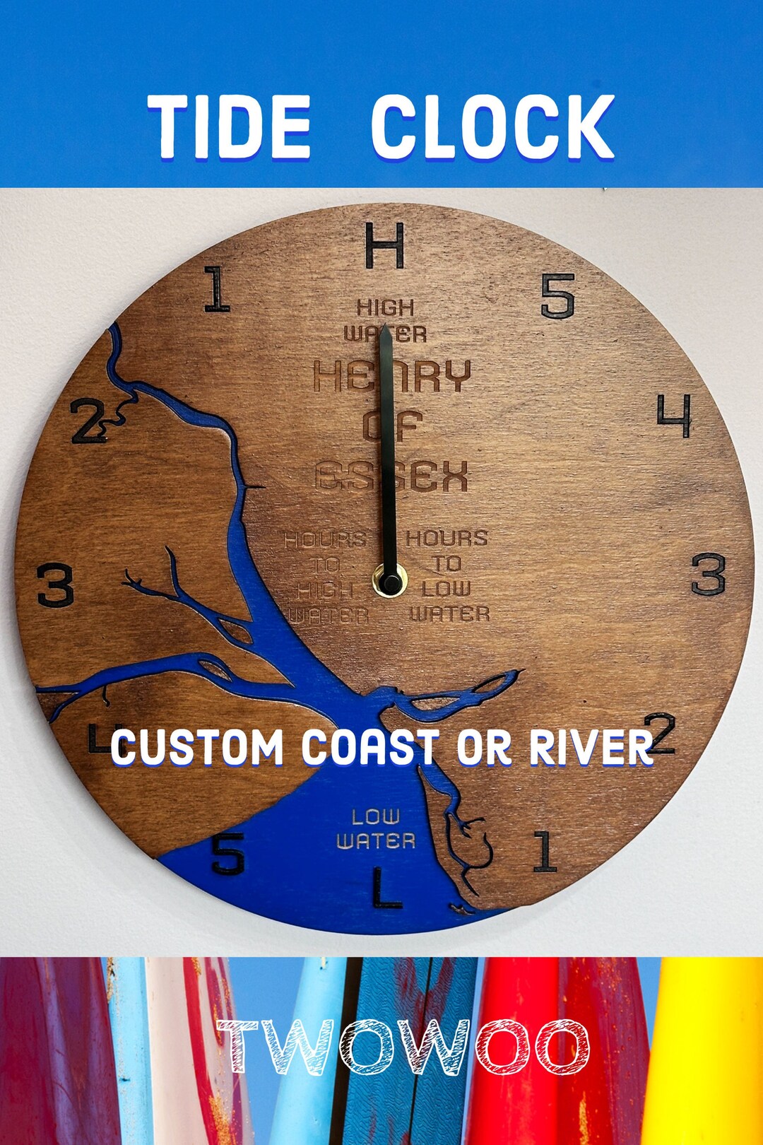 Tide Clock Customised Bespoke Personalised Coast or River Design Wall