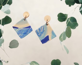 Polymer Clay Earrings/ Handmade Earrings/ Blue Earrings/ Handcrafted Jewlery