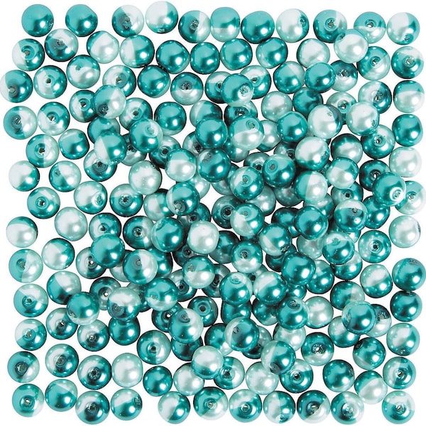 Teal Two Color Glass Beads - Bulk Set of 200, 8mm with a 1mm hole - DIY Craft Jewelry Supplies