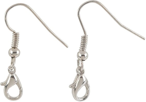 Silvertone Fish Hook Earrings With Clasp Set of 12 Pairs, 24