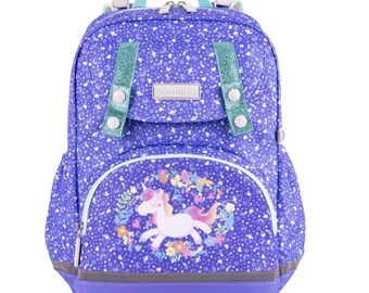 Mochila Escolar SS101P - Jardín de Unicornios - Morado Claro