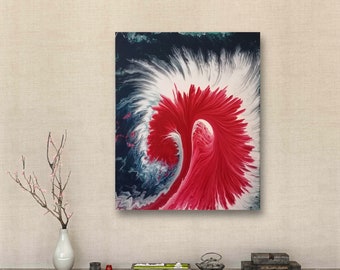 Glymmering Geyser - Original acrylic fluidart painting on 18X22 inches stretched canvas