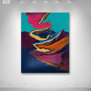 Silk Road - Abstract acrylic paint, contemporary fluid art on 40X50cm canvas