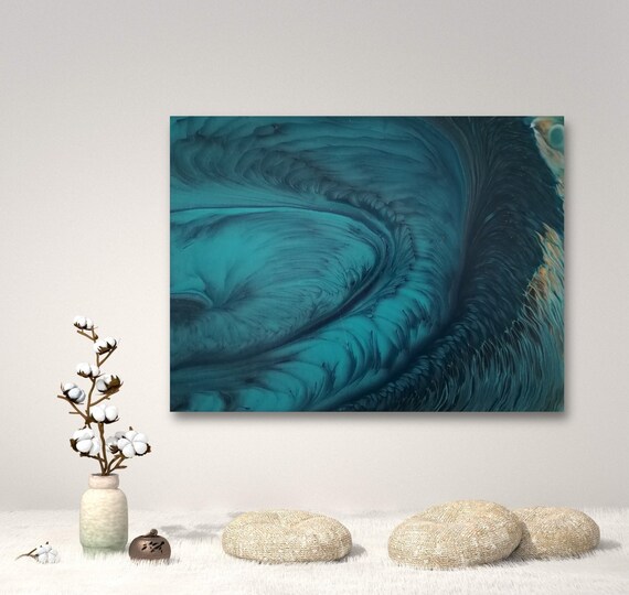 アクリル絵　オリジナル作品　キャンバス　イラストレーション 渦 - 12x16インチのキャンバスに描かれたオリジナルのアクリル絵の具