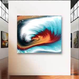 Abstract Aquatica - Original acrylic painting created using fluid art technique on a 50X60cm stretched canvas