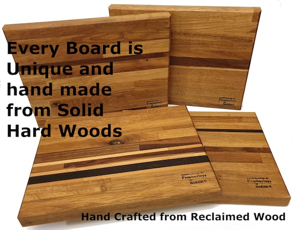 Pemberleys of Baker Street, Hand Crafted Extra Thick Chopping Board With  Finger Grips, Made From Reclaimed Hard Woods, 40x30x4cm 1.5 