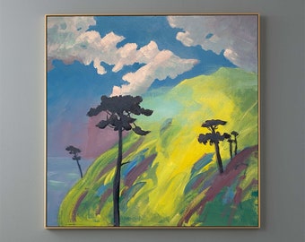 12 x 12 Original Cliffs Landscape - Acrylic Art Painting