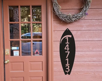 Signo de dirección de tabla de surf vertical / Personalizado / Estilo de playa / Números de casa / Horizontal / Decoración del océano / Decoración de playa / Decoración costera