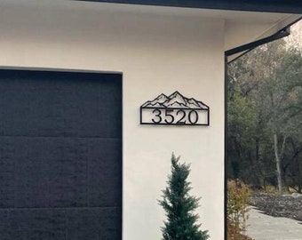 Mountain Address Sign | House Numbers | Custom | Metal | Horizontal