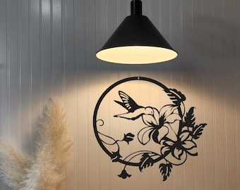 Signo de colibrí / Signo de metal / Arte de pared de colibrí / Colgante de pared
