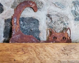 Rusted Cat Yard Art | Peek A Boo Cat | Outdoor Cat | Rusted Decor | Yard Art | Gift Idea