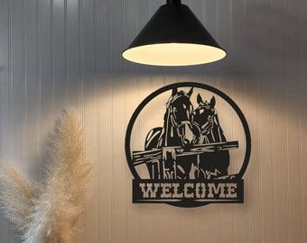 Cartel de bienvenida del caballo de tiro