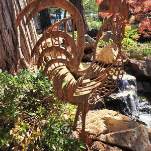 Rooster Yard Decor, Metal Rooster Yard Art, Chicken Yard Art, Rooster Staked for Garden, Patio pond