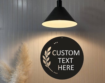 Signo de nombre floral personalizado / Signo de metal / Signo de bienvenida / Diseño simple / Signo personalizado /