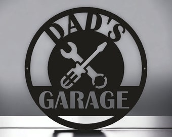 Letrero de metal de taller personalizado / Letrero de garaje personalizado / Letrero de tienda personalizado / Letrero de tienda de papá / Regalo del Día del Padre / Letrero de papá / Letrero de nombre /