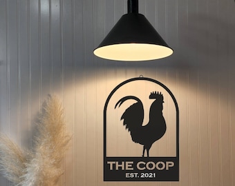 Personalized Metal Rooster Sign| Chicken Decor | Metal Chicken Yard Art | Chicken Yard Art | Rooster Garden | Patio pond |