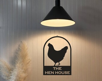 Personalized Metal Hen Sign, Chicken Decor, Metal Hen Yard Art, Chicken Yard Art, Garden, Patio pond, Welcome Sign